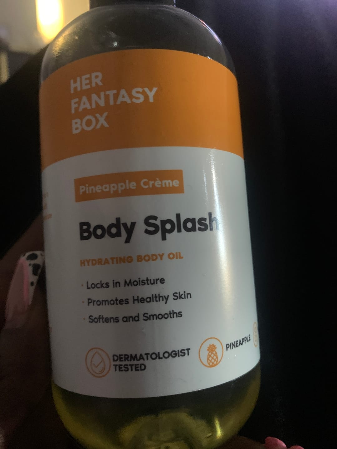 Customer photo review of Body Splash - Skin Smoothing Body Oil  (Pineapple Creme)