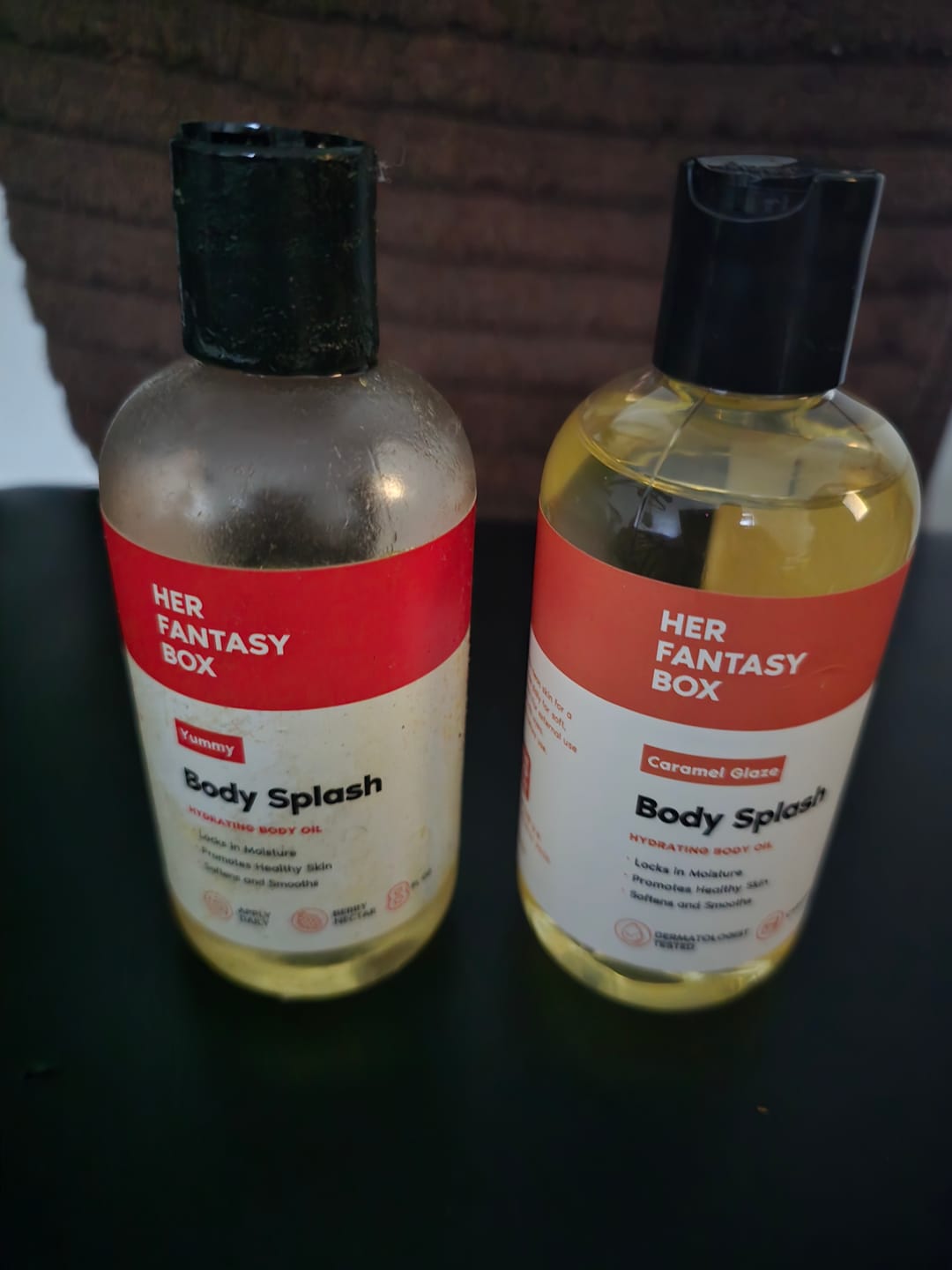 Customer photo review of Body Splash - Skin Smoothing Body Oil (Caramel Glaze)