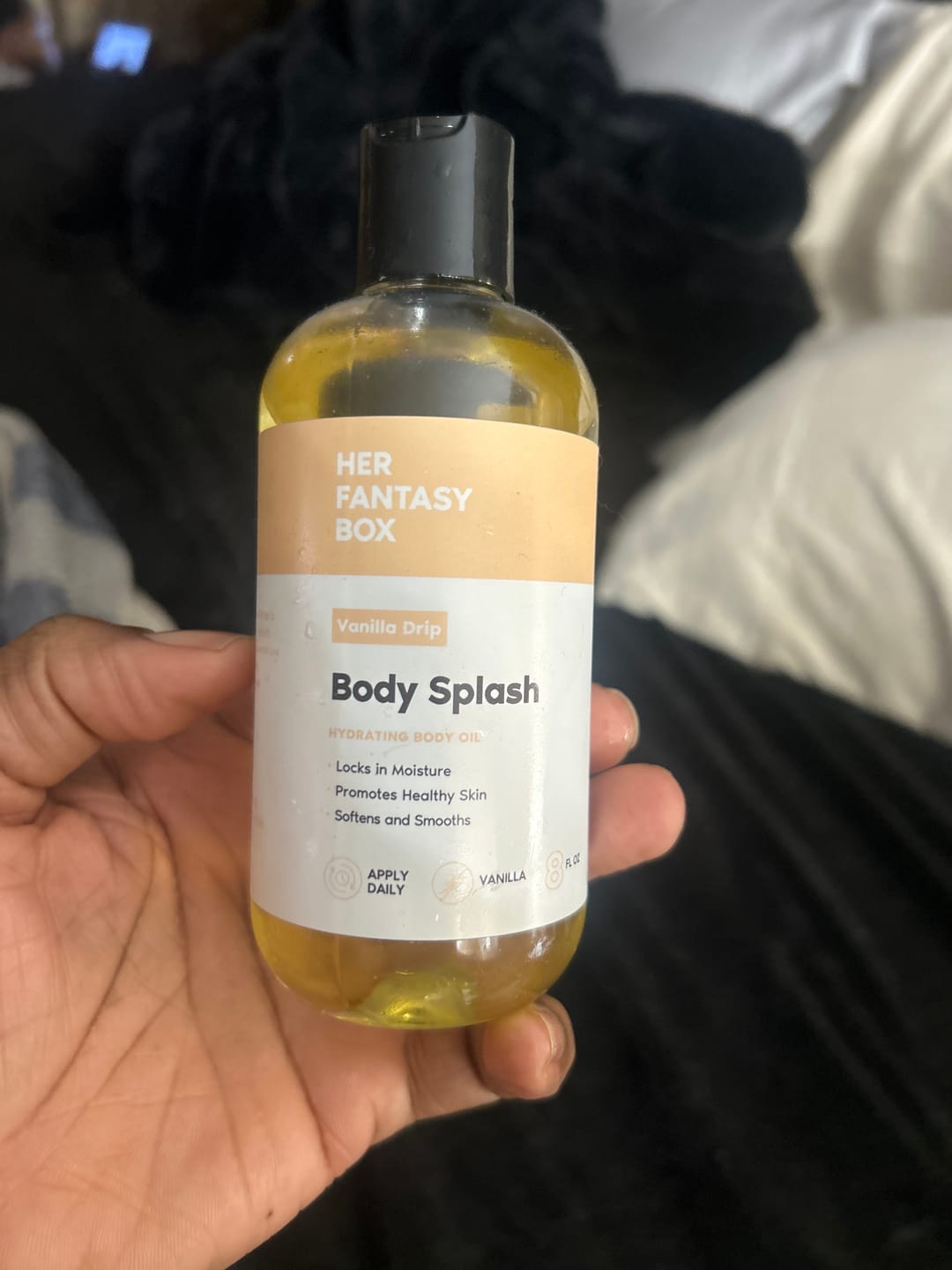 Customer photo review of Body Splash - Skin Smoothing Body Oil (Caramel Glaze)